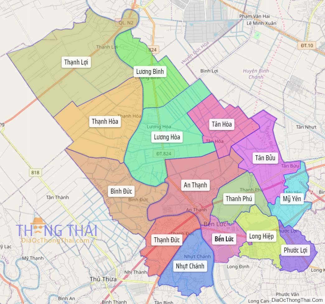Bản đồ huyện Bến Lức.