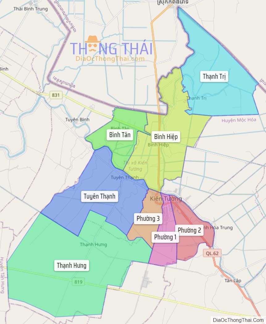 Bản đồ thị xã Kiến Tường.