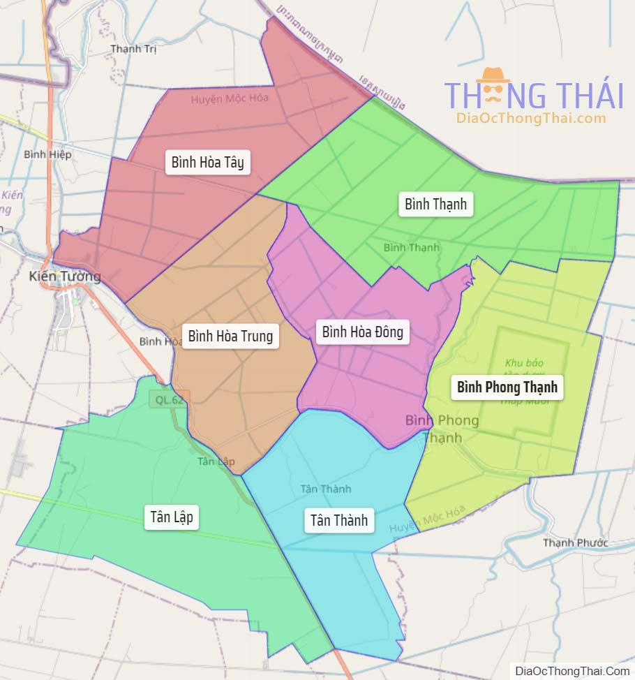 Bản đồ huyện Mộc Hóa.