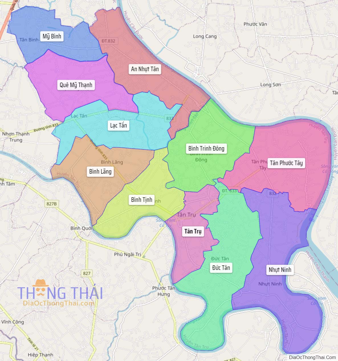 Bản đồ huyện Tân Trụ.