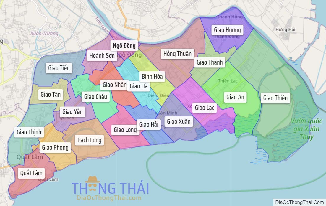 Bản đồ huyện Giao Thủy.