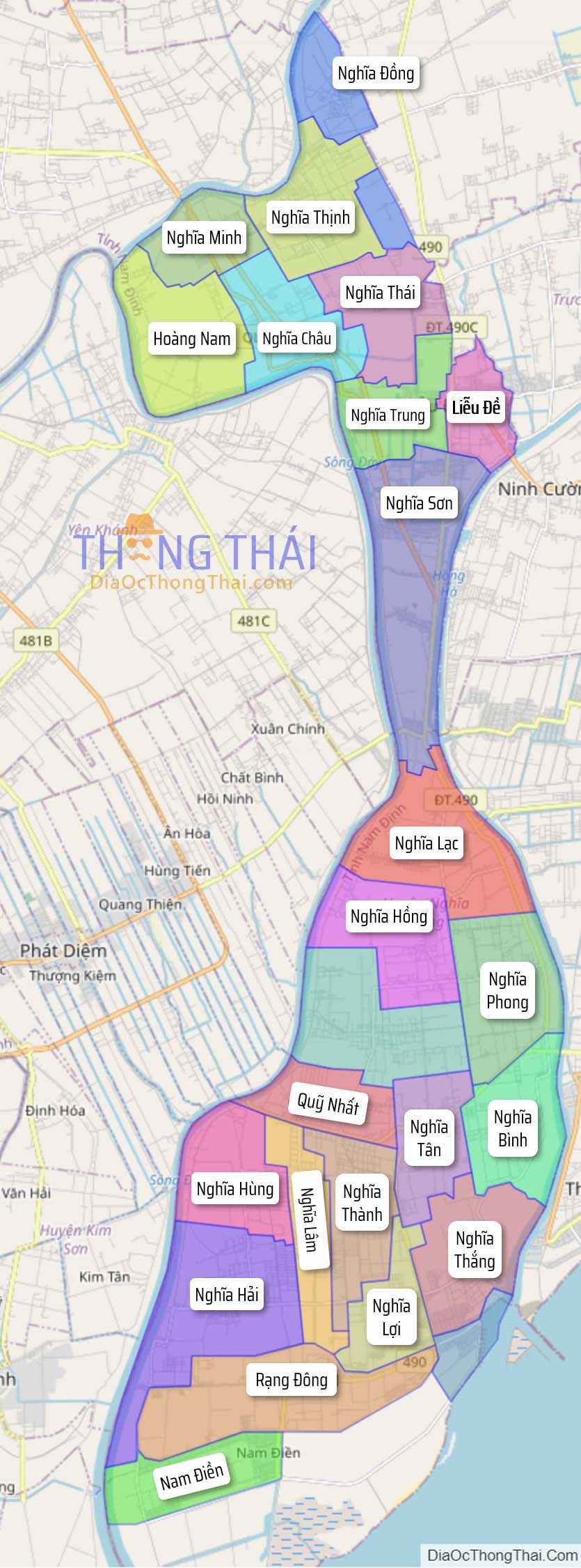 Bản đồ huyện Nghĩa Hưng.