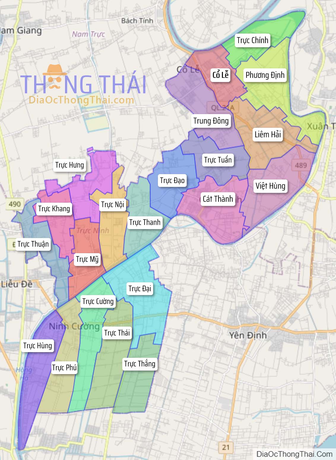 Bản đồ huyện Trực Ninh.