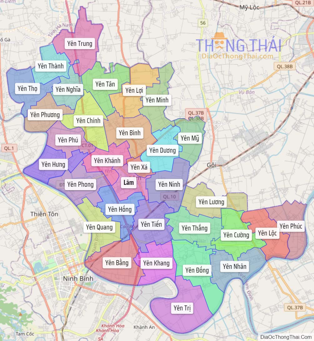 Bản đồ huyện Ý Yên.