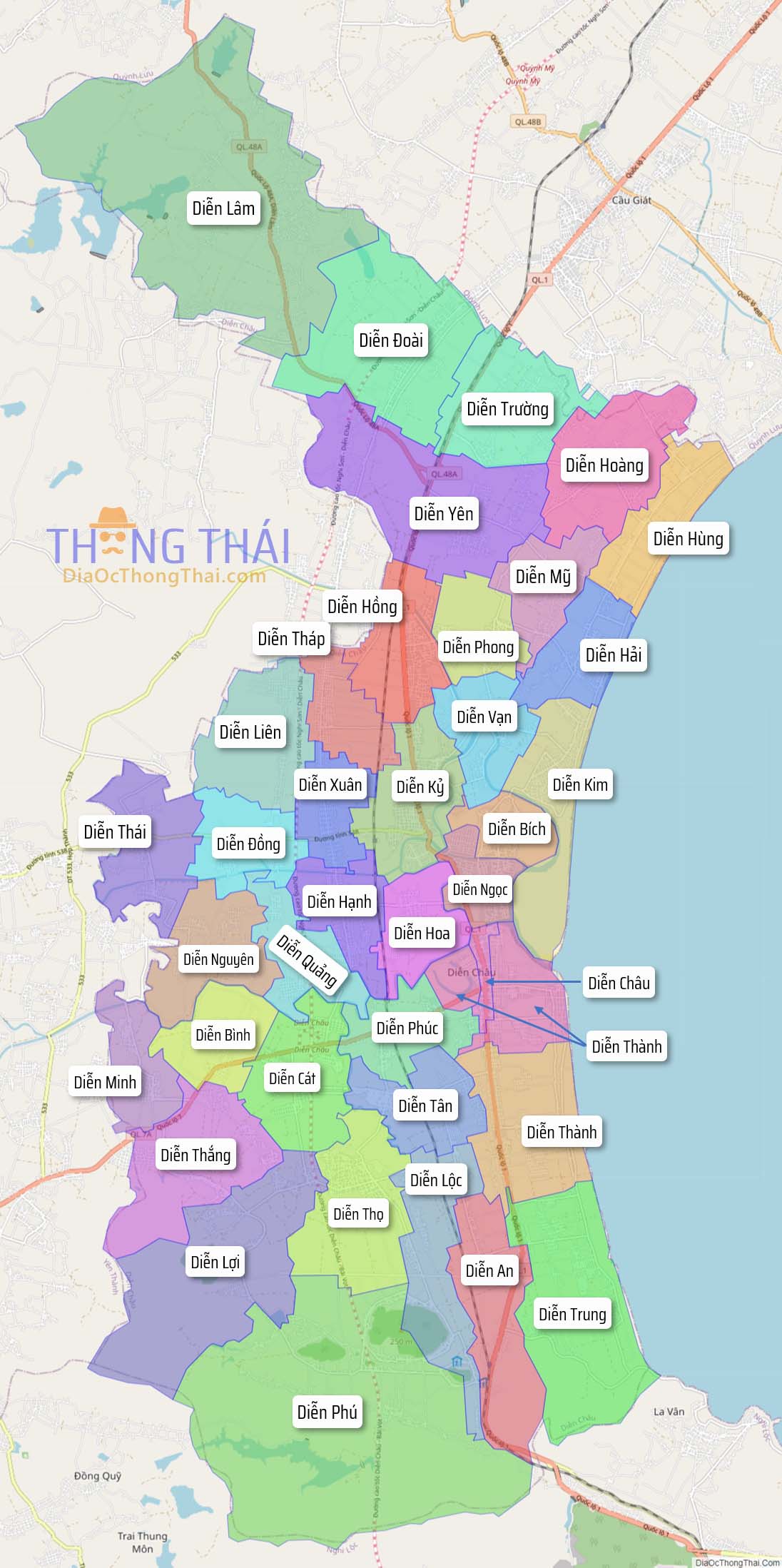 Bản đồ huyện Diễn Châu.