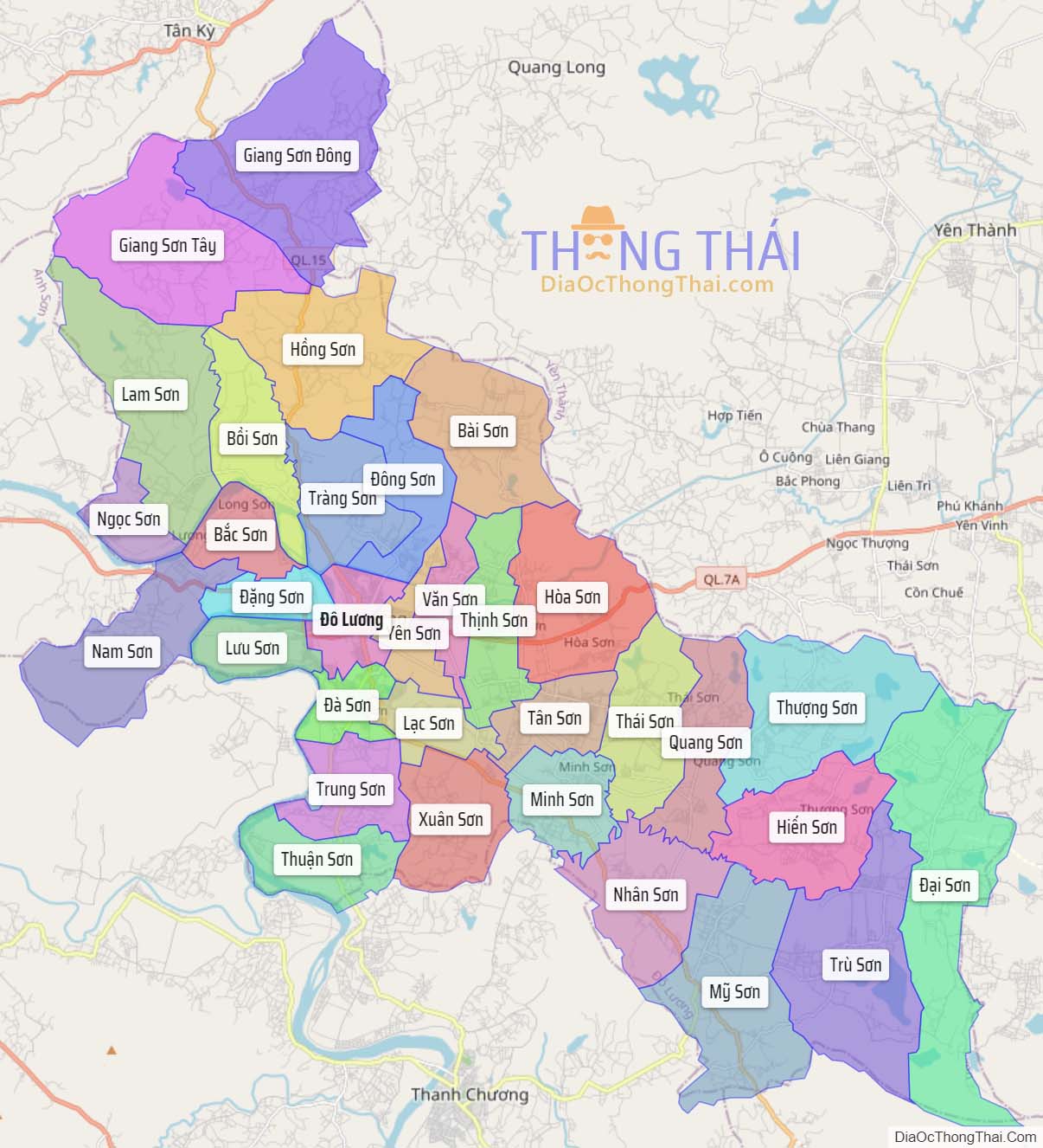 Bản đồ huyện Đô Lương.