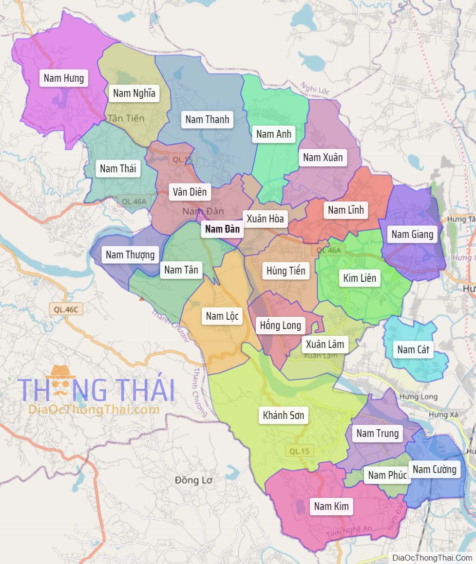 Bản đồ huyện Nam Đàn.