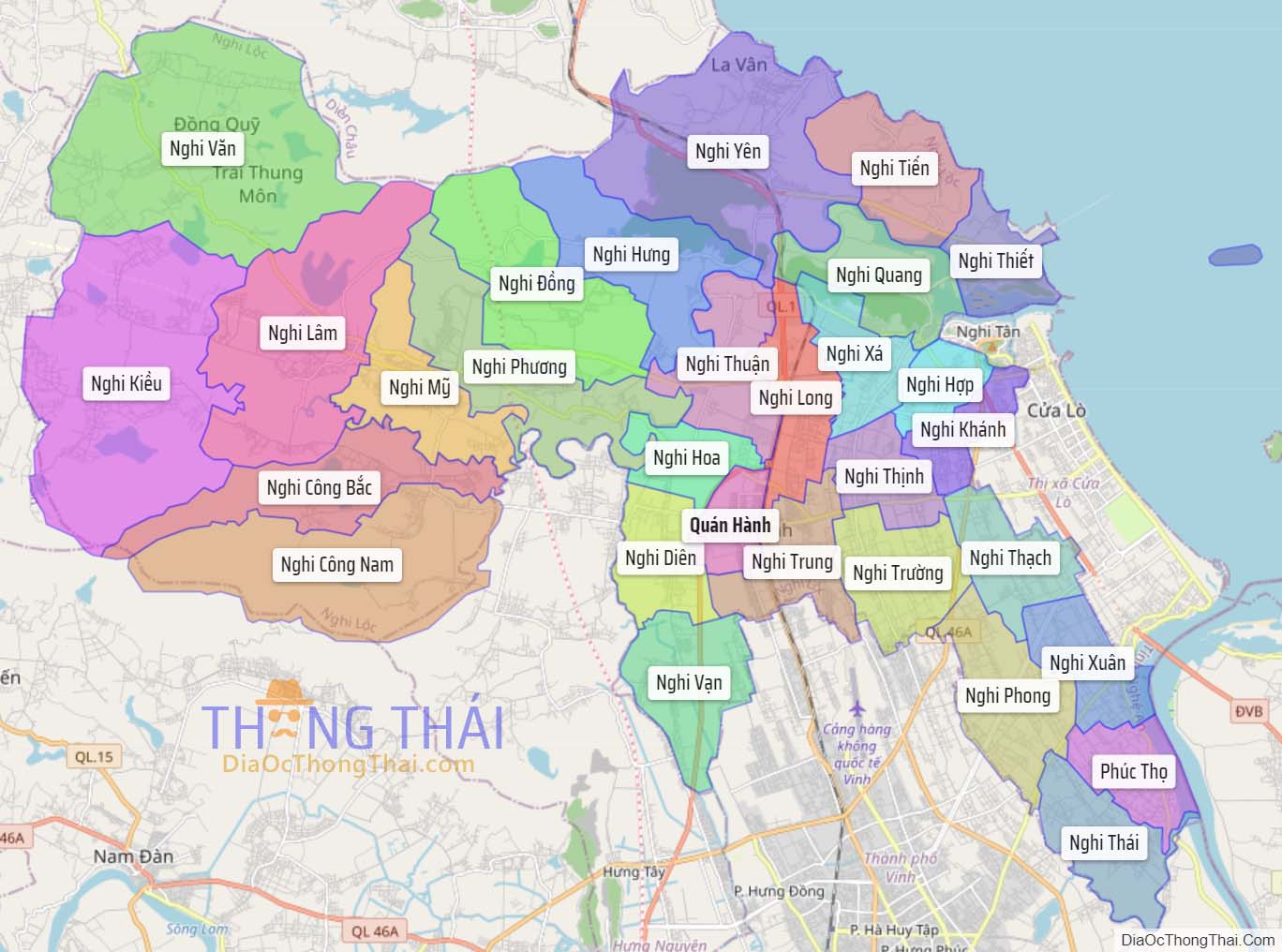 Bản đồ huyện Nghi Lộc.