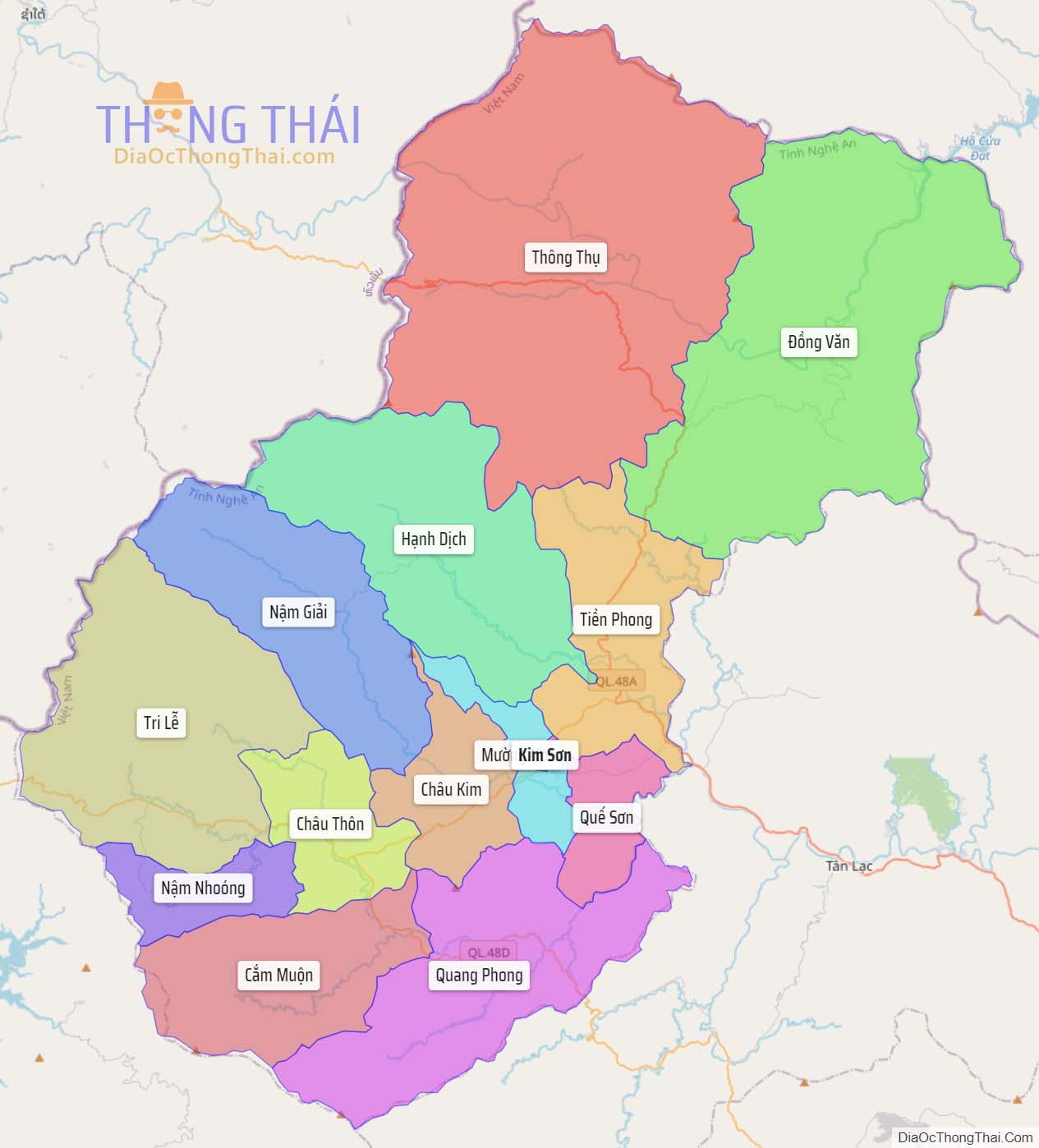 Bản đồ huyện Quế Phong.