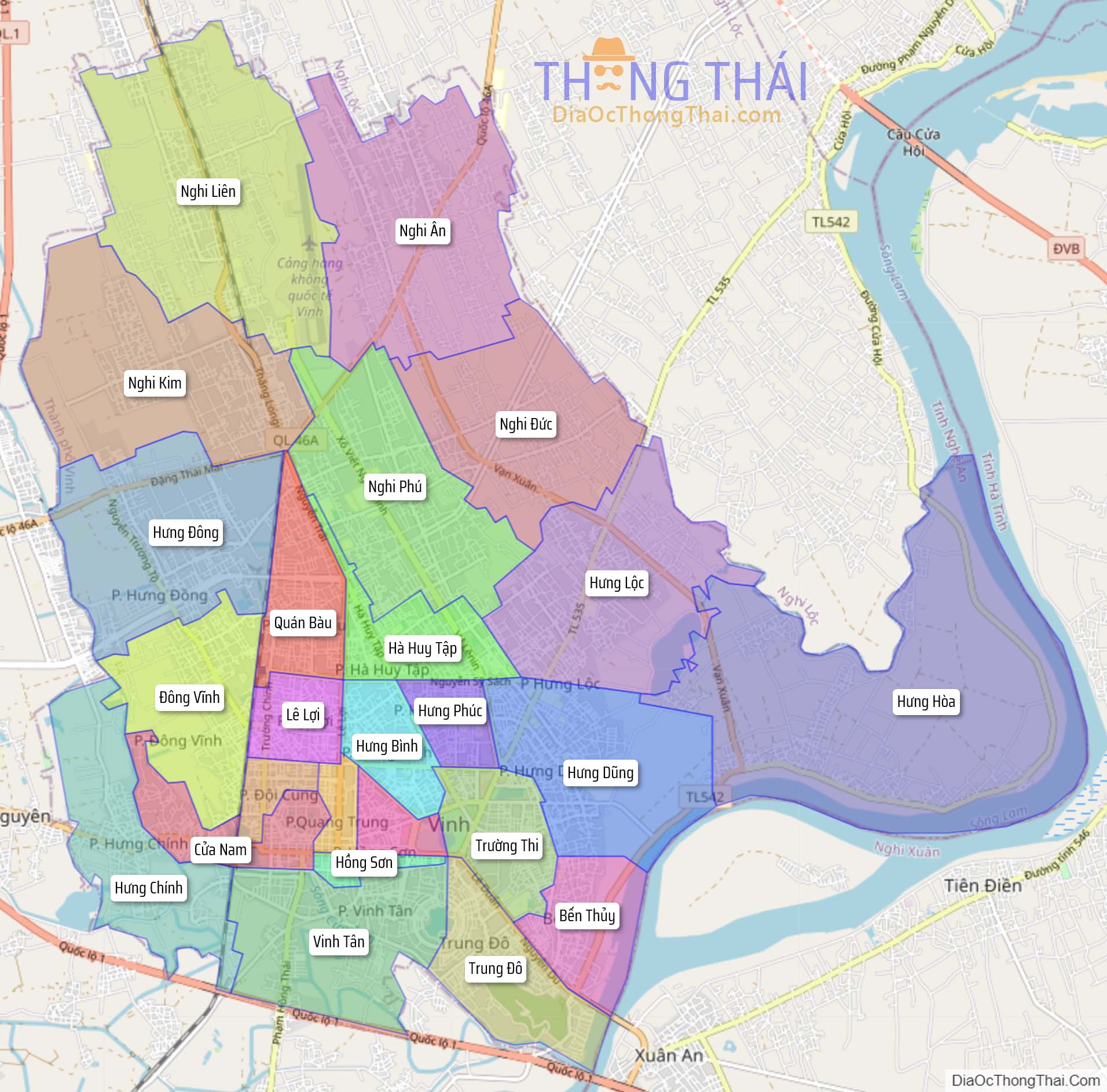 Bản đồ thành phố Vinh.