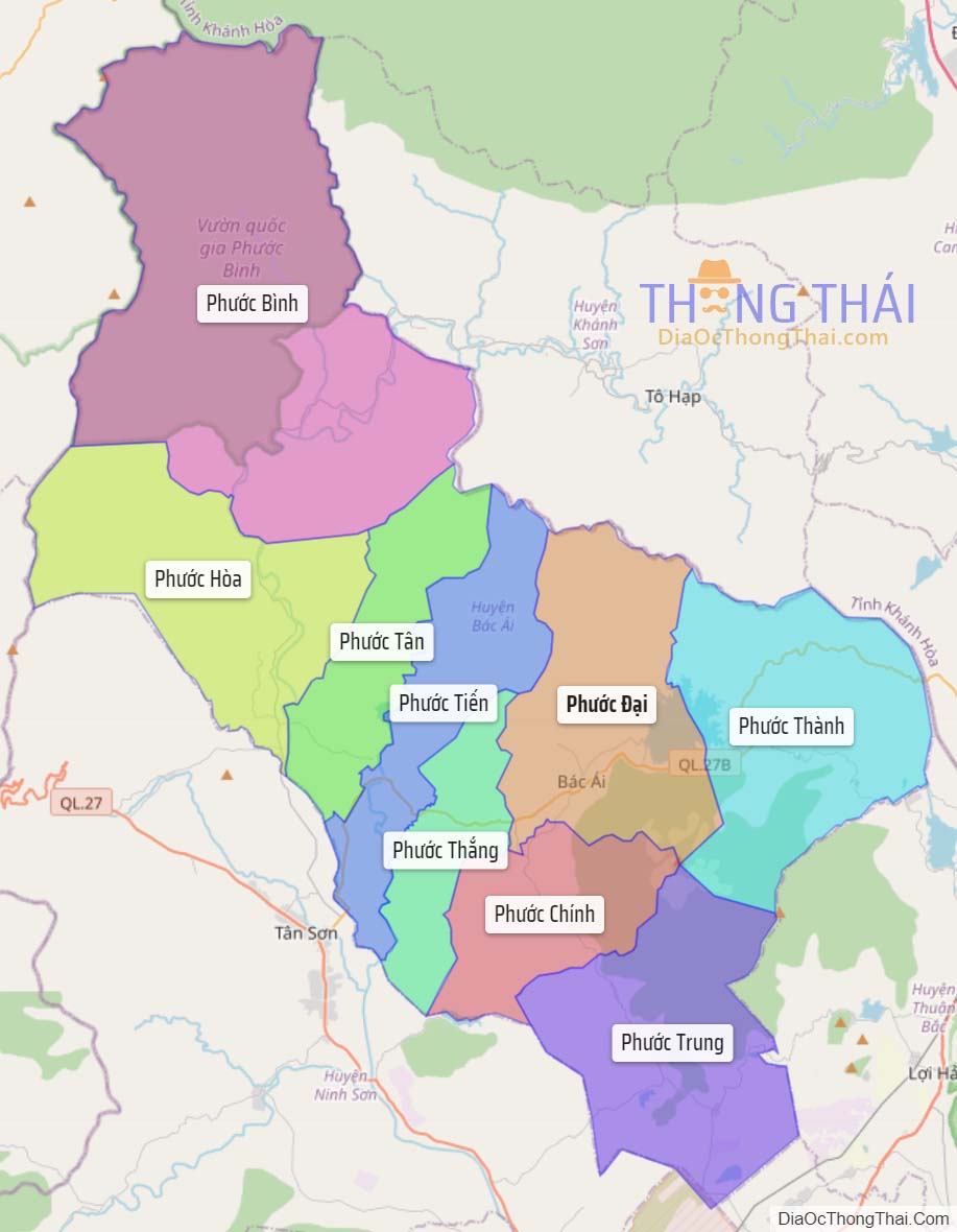 Bản đồ huyện Bác Ái.