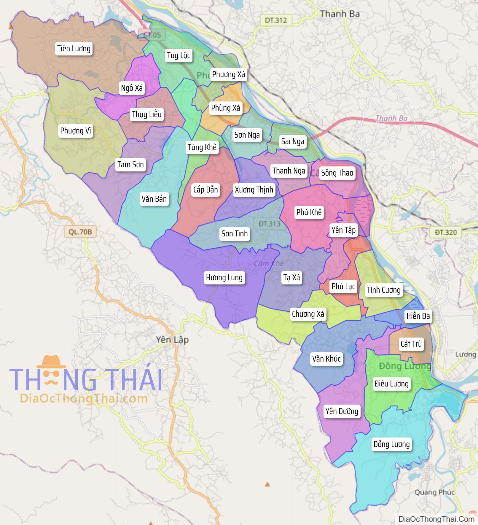 Bản đồ huyện Cẩm Khê.