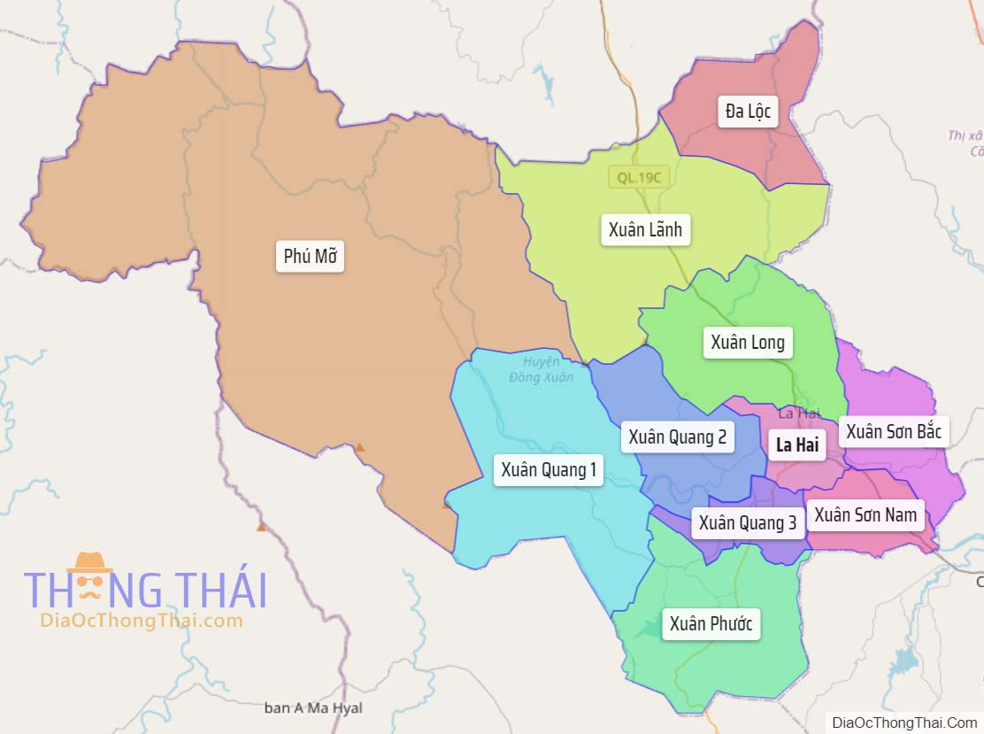 Bản đồ huyện Đồng Xuân.