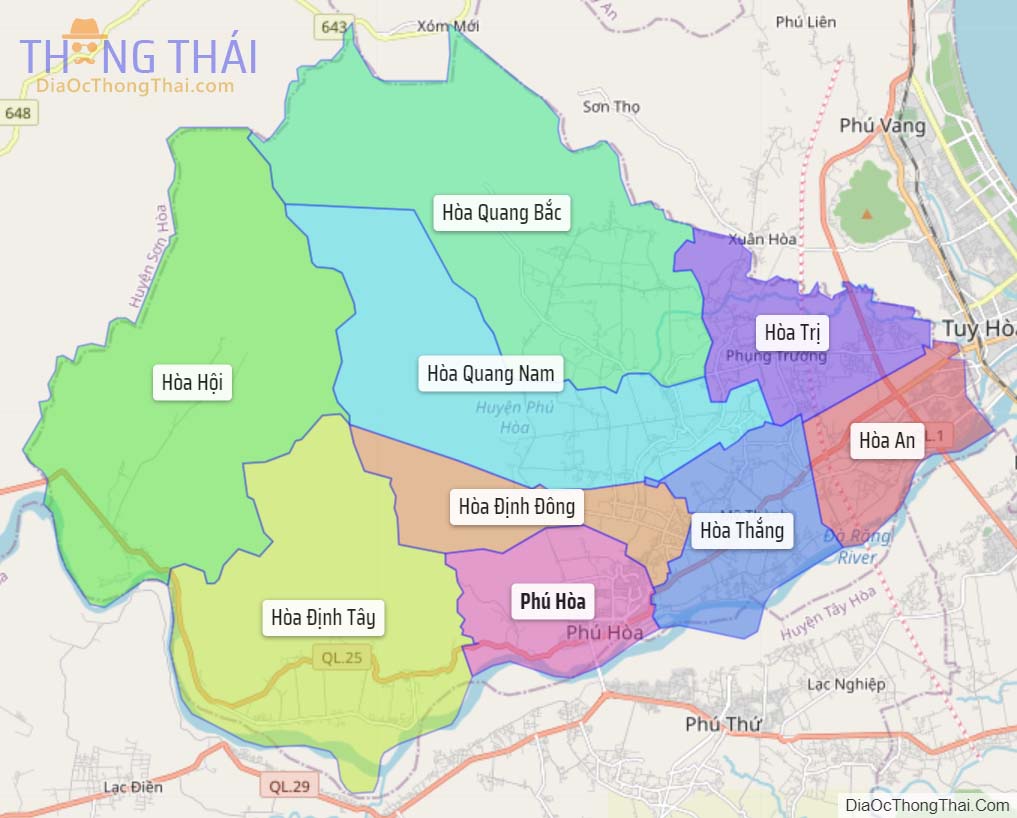 Bản đồ huyện Phú Hoà.