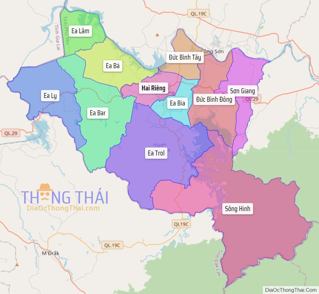 Bản đồ huyện Sông Hinh.