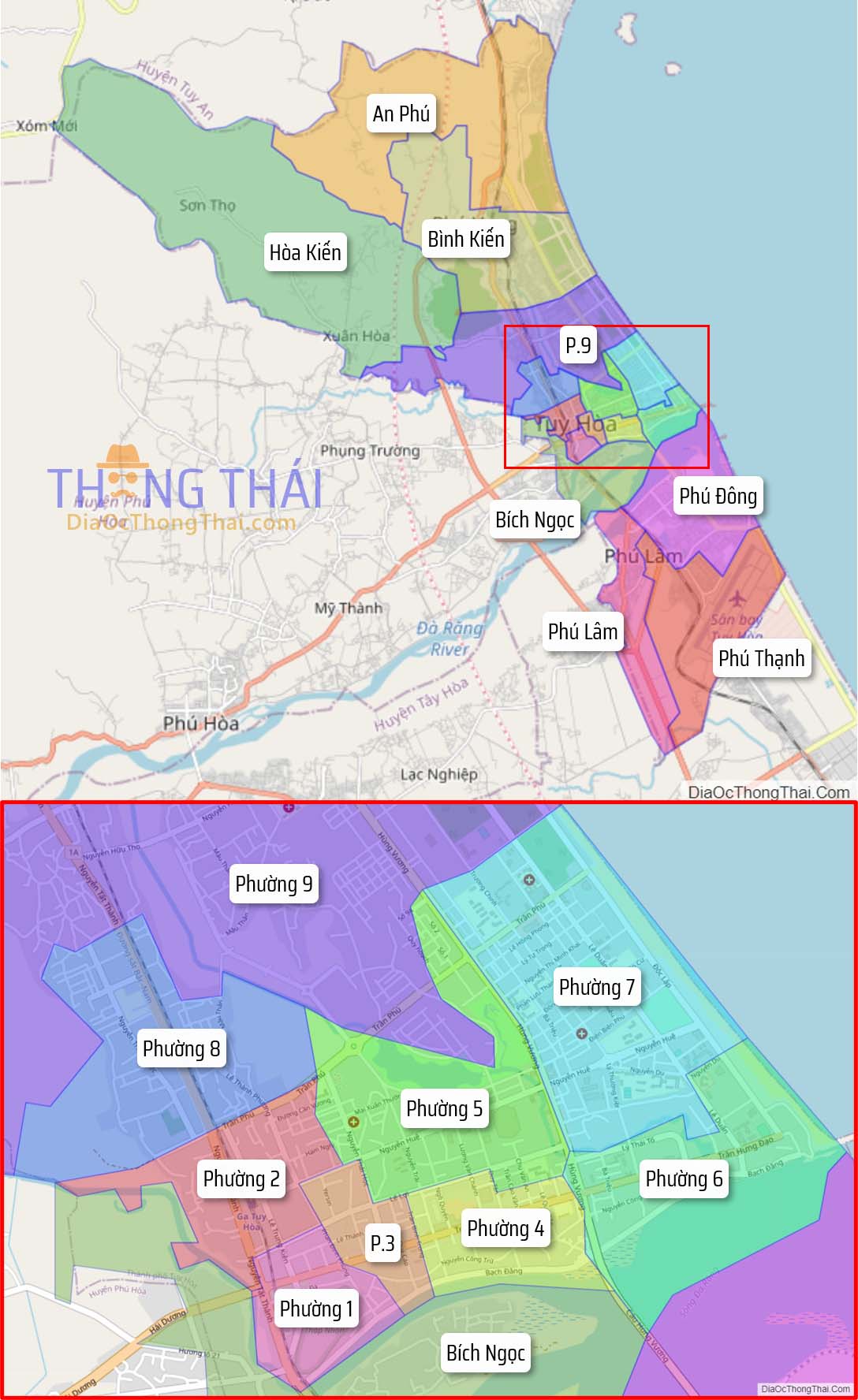 Bản đồ thành phố Tuy Hoà.