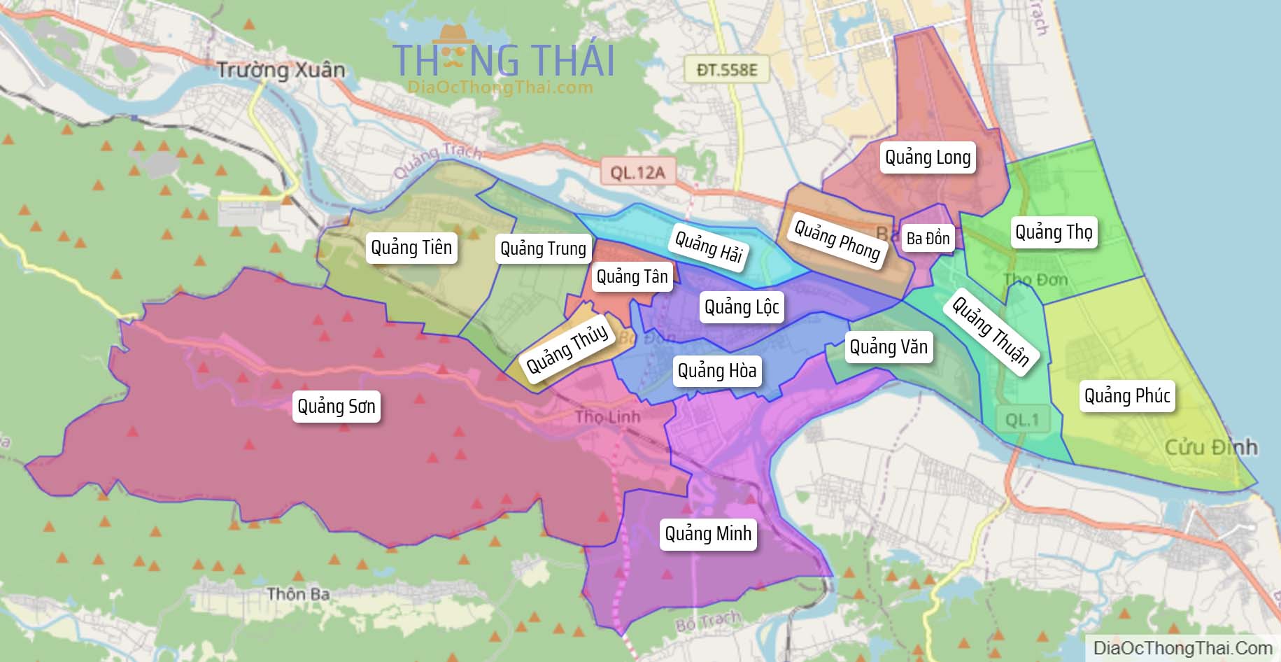 Bản đồ thị xã Ba Đồn.
