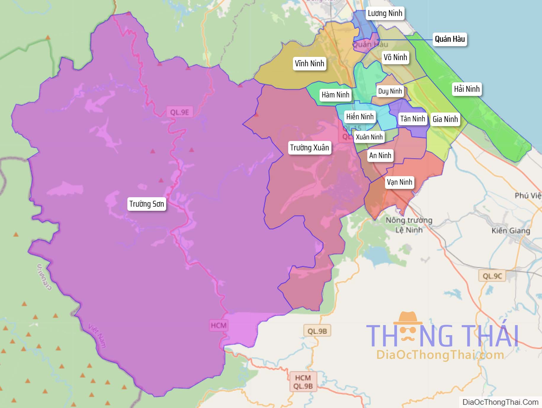 Bản đồ huyện Quảng Ninh.