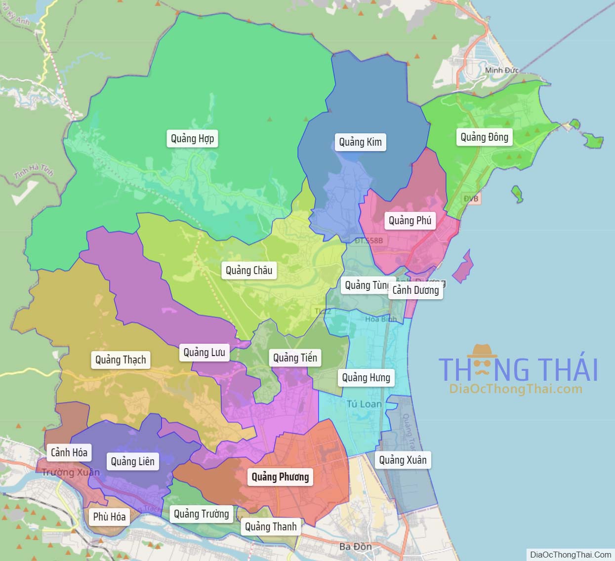 Bản đồ huyện Quảng Trạch.