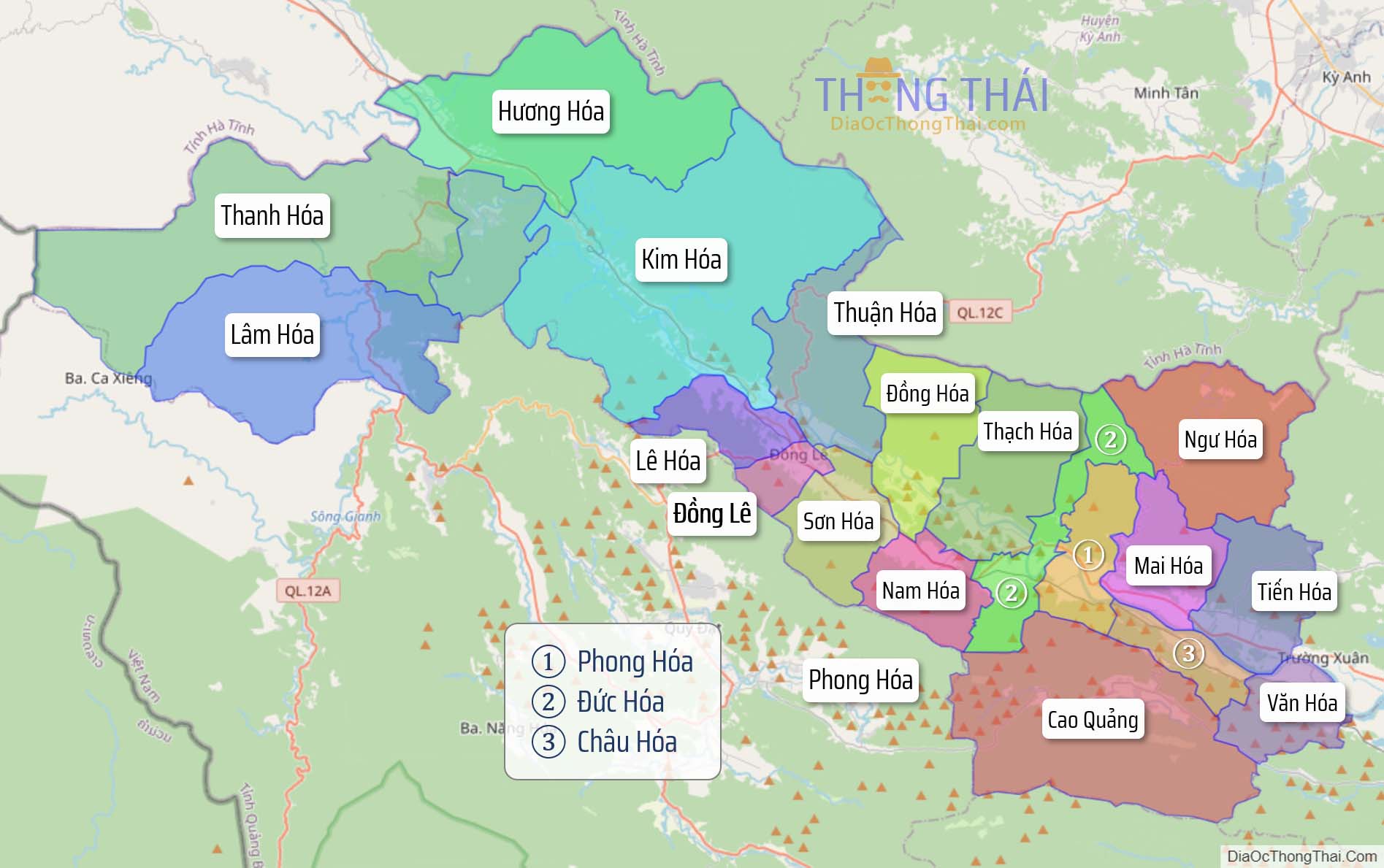 Bản đồ huyện Tuyên Hóa.
