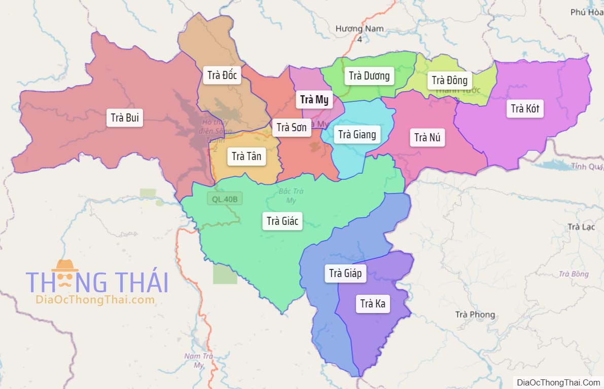 Bản đồ huyện Bắc Trà My.