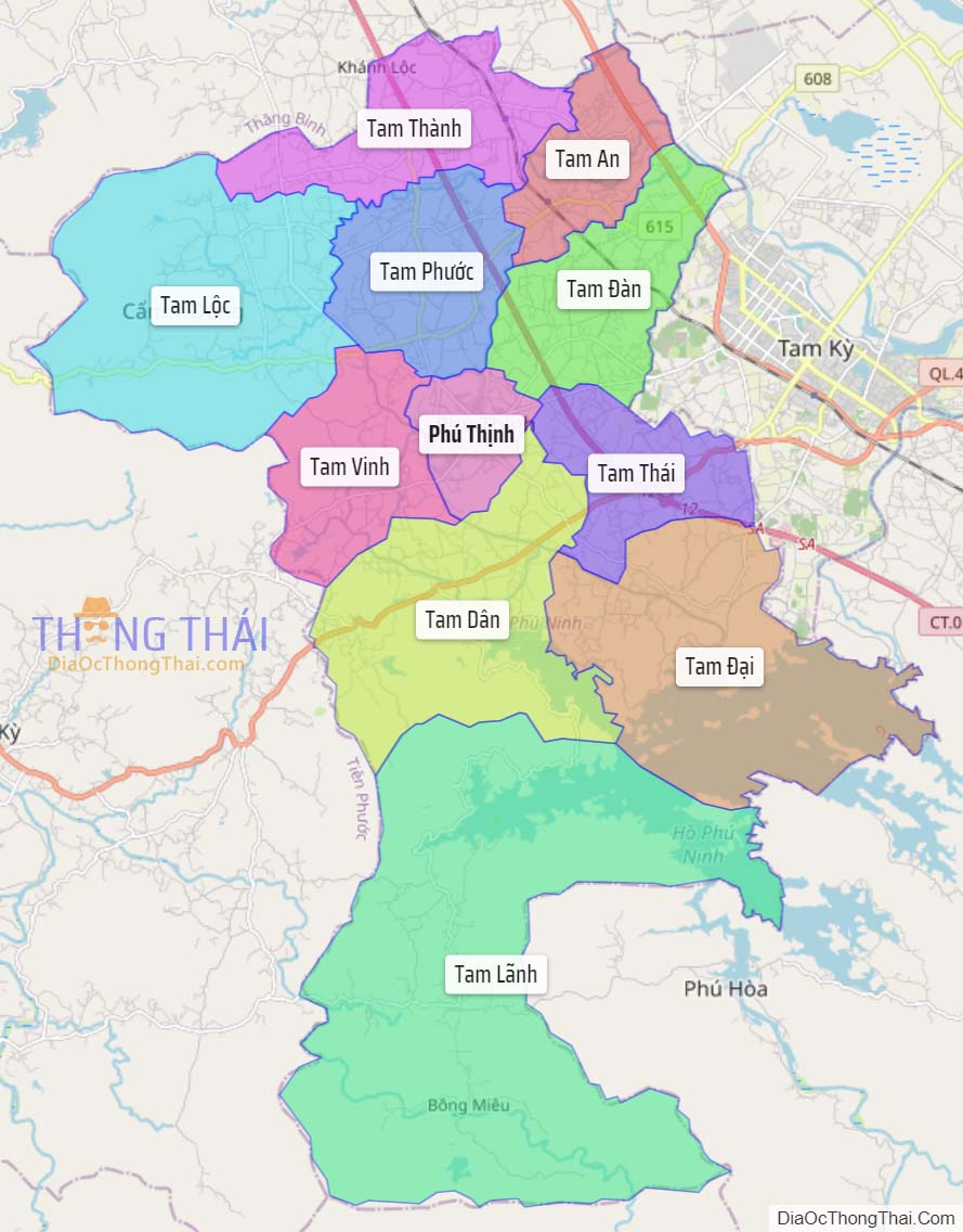 Bản đồ huyện Phú Ninh.