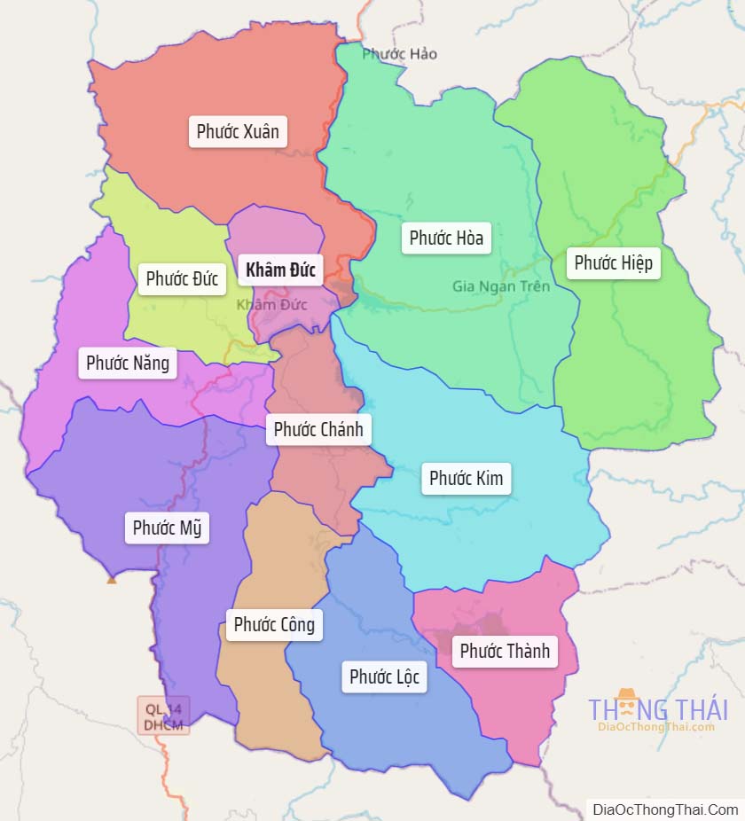 Bản đồ huyện Phước Sơn.