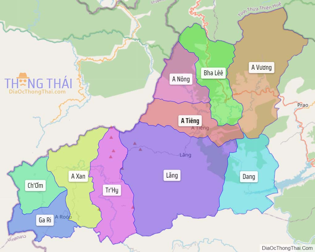 Bản đồ huyện Tây Giang.