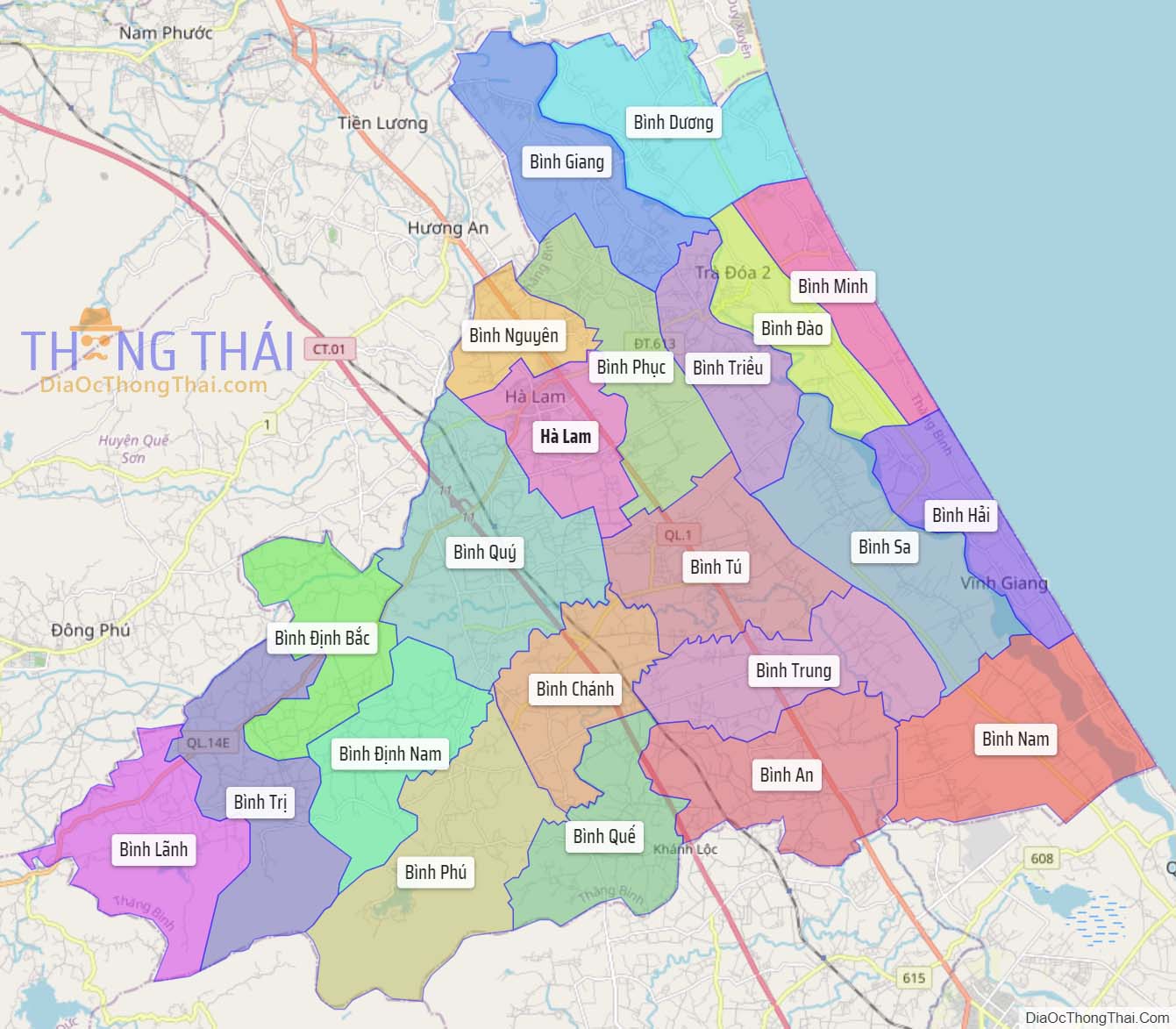 Bản đồ huyện Thăng Bình.