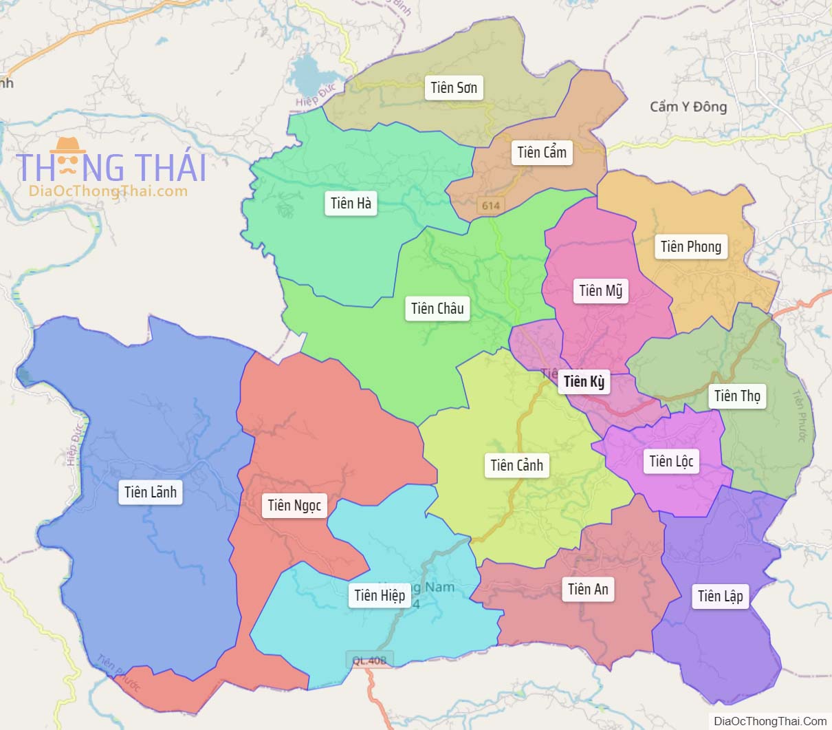 Bản đồ huyện Tiên Phước.