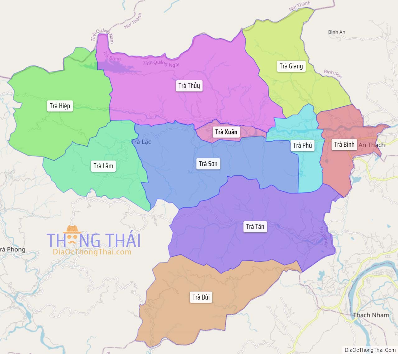 Bản đồ huyện Trà Bồng.