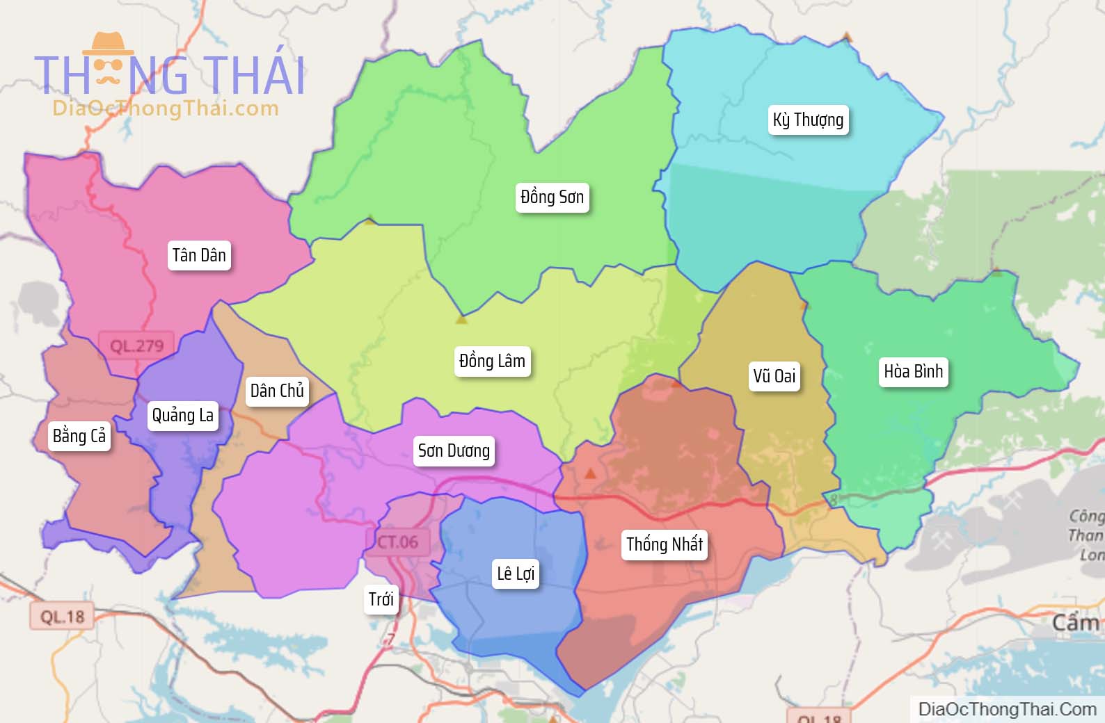 Bản đồ huyện Hoành Bồ.