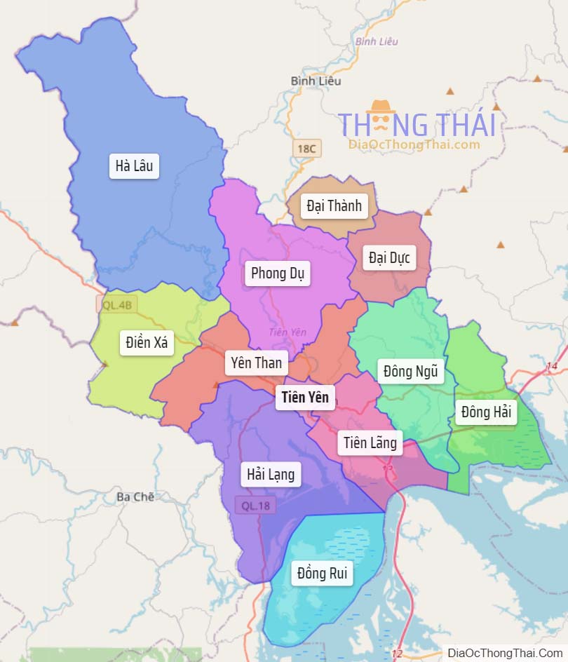 Bản đồ huyện Tiên Yên.