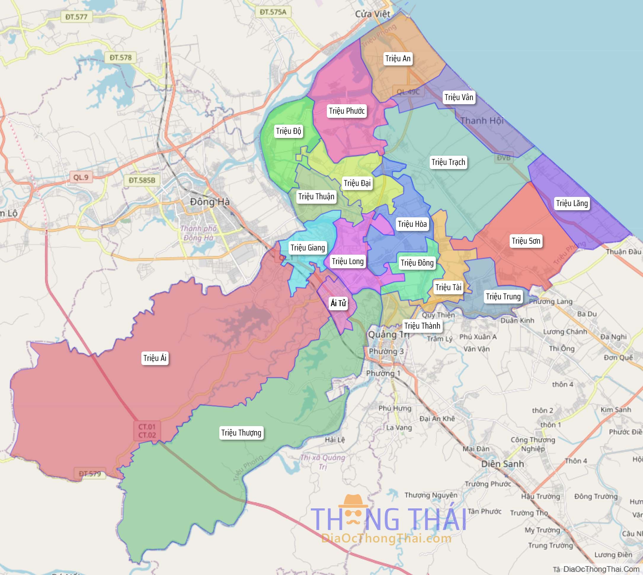 Bản đồ huyện Triệu Phong.