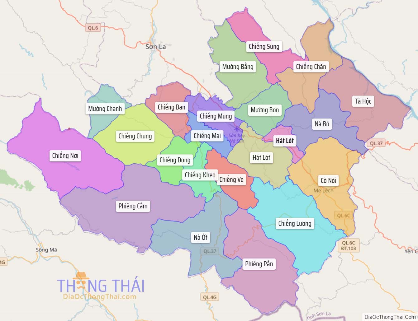 Bản đồ huyện Mai Sơn.