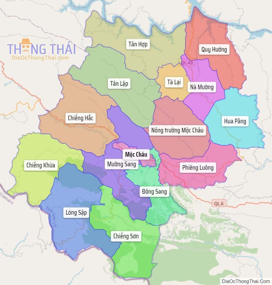 Bản đồ huyện Mộc Châu.