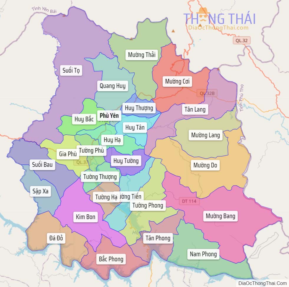 Bản đồ huyện Phù Yên.