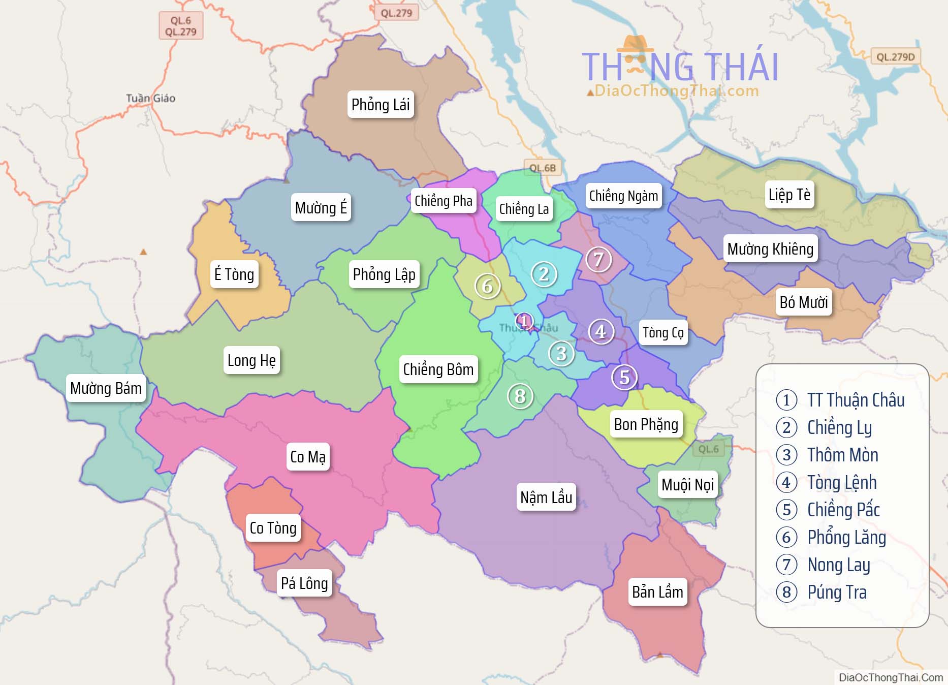 Bản đồ huyện Thuận Châu.