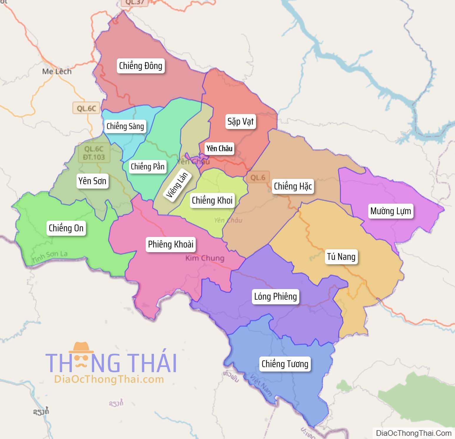 Bản đồ huyện Yên Châu.
