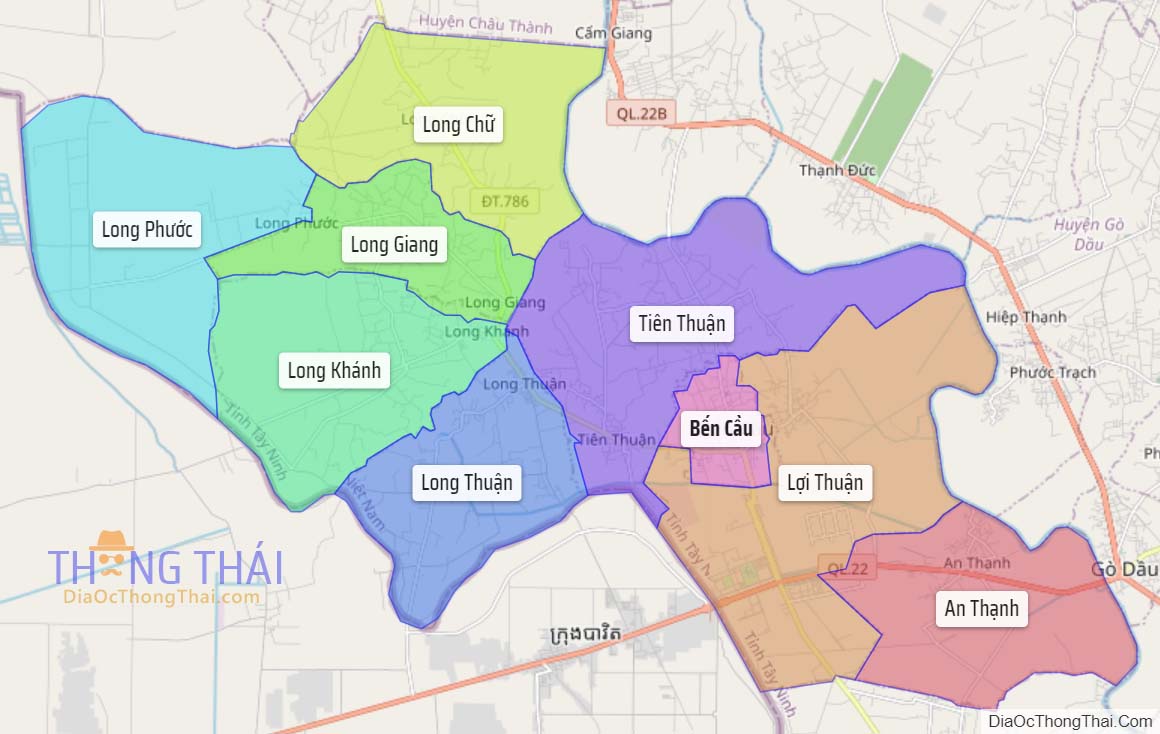Bản đồ huyện Bến Cầu.