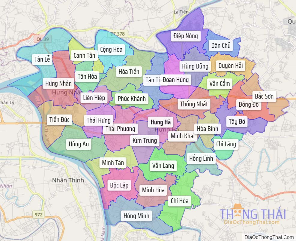 Bản đồ huyện Hưng Hà.