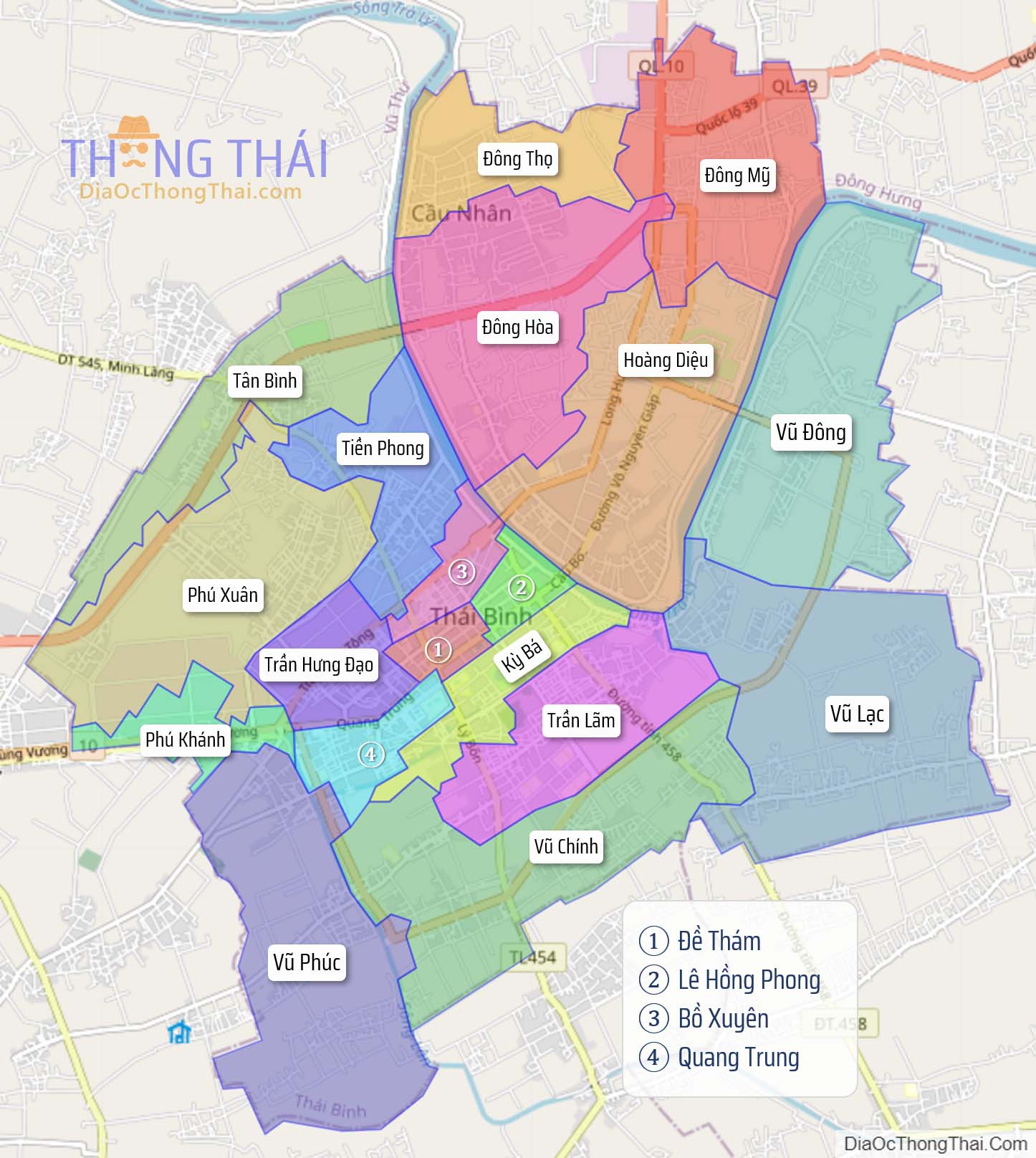 Bản đồ thành phố Thái Bình.