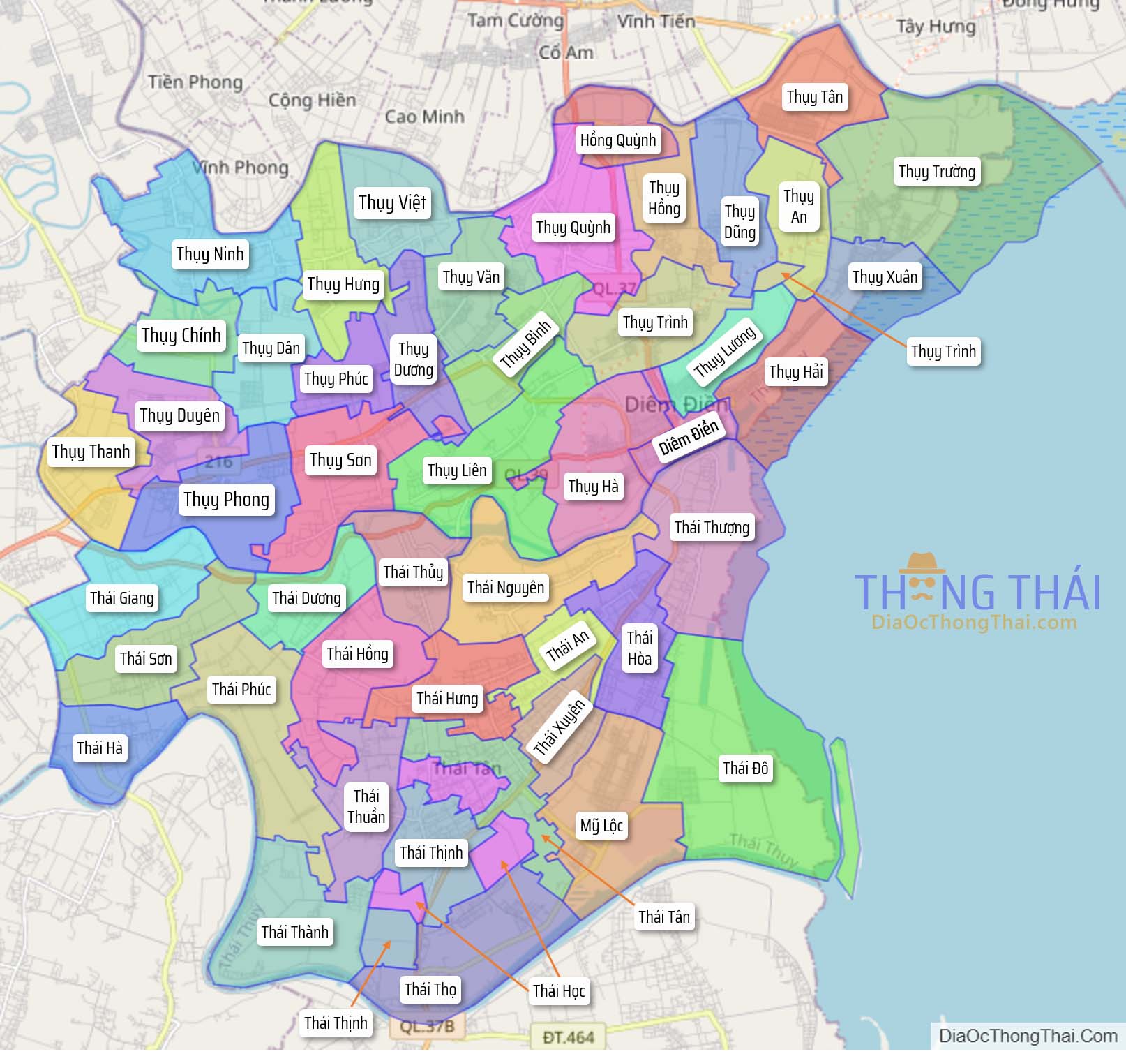 Bản đồ huyện Thái Thụy.