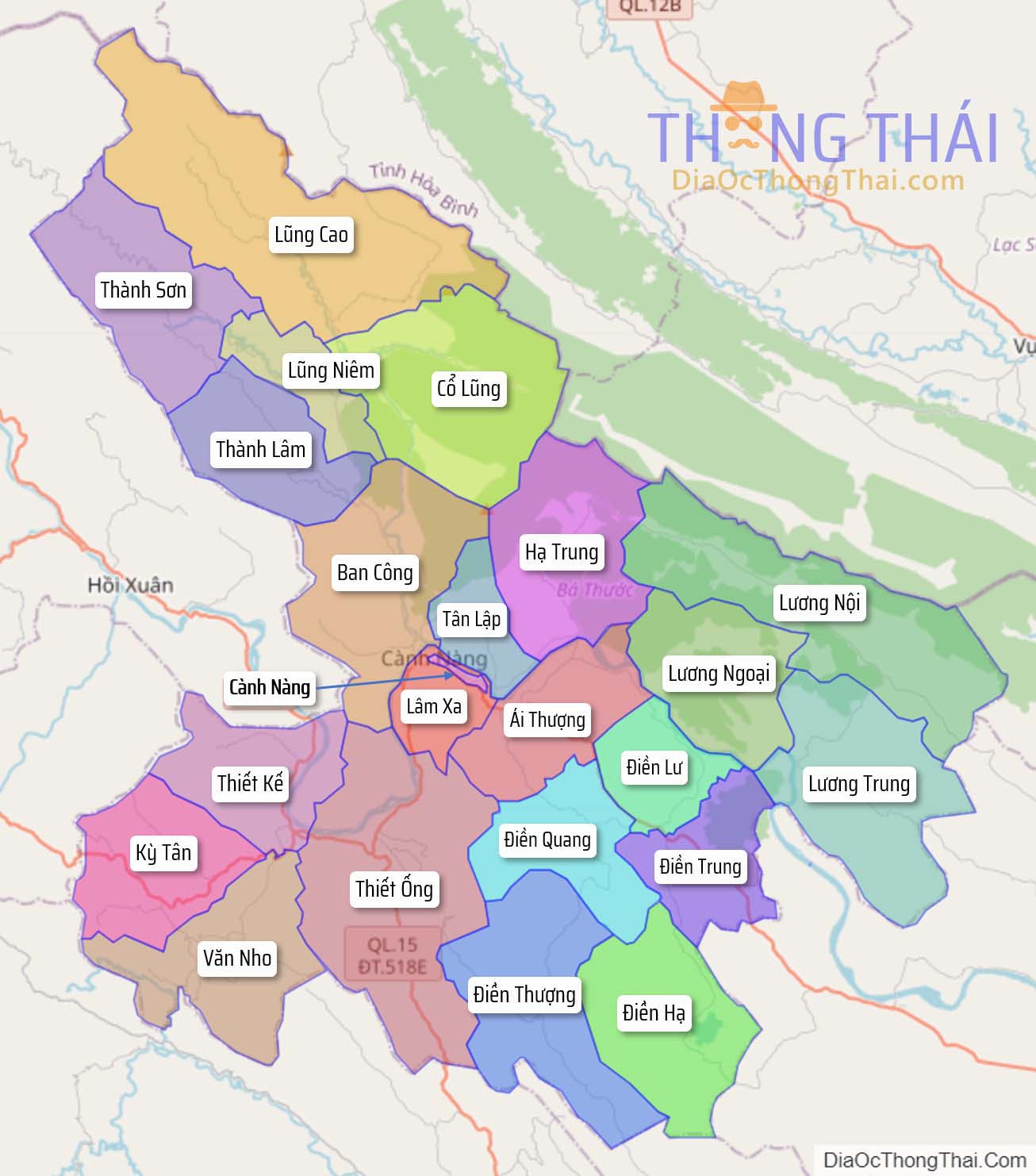 Bản đồ huyện Bá Thước.