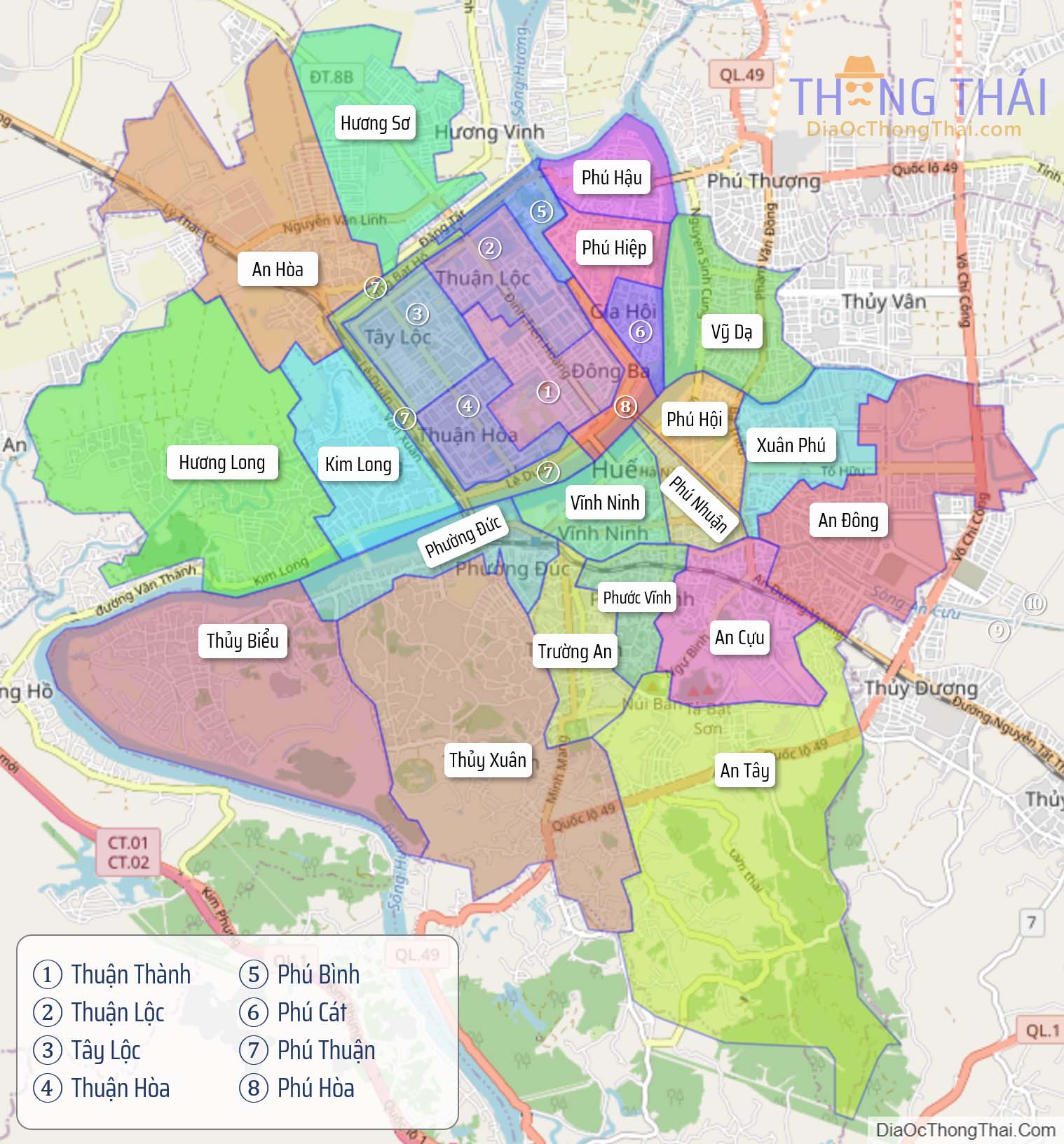 Bản đồ thành phố Huế.
