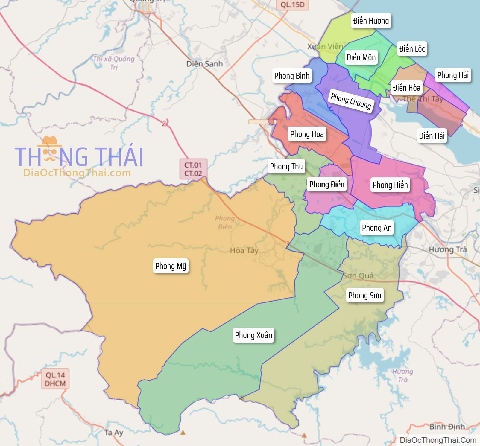 Bản đồ huyện Phong Điền.