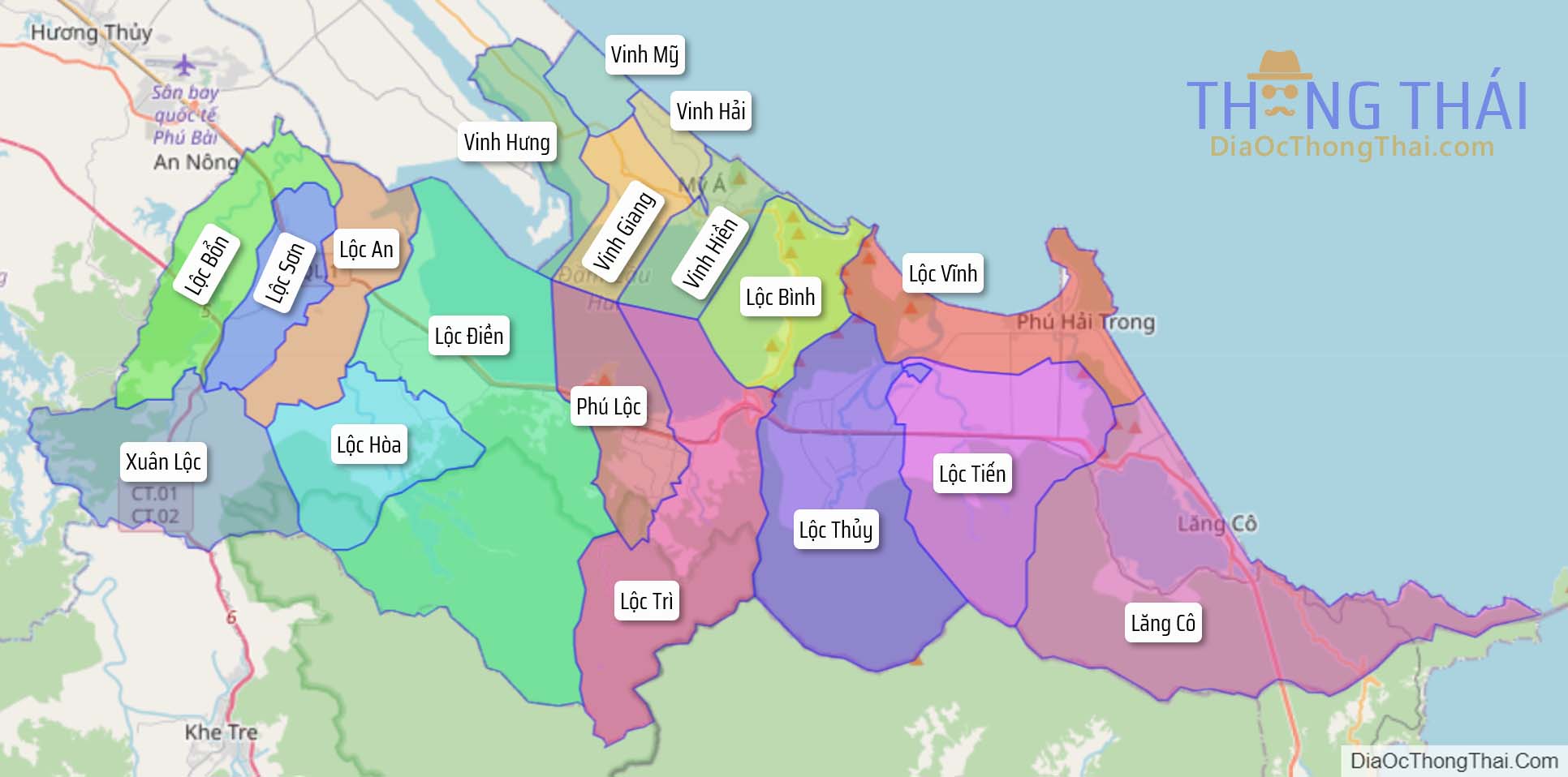 Bản đồ huyện Phú Lộc.