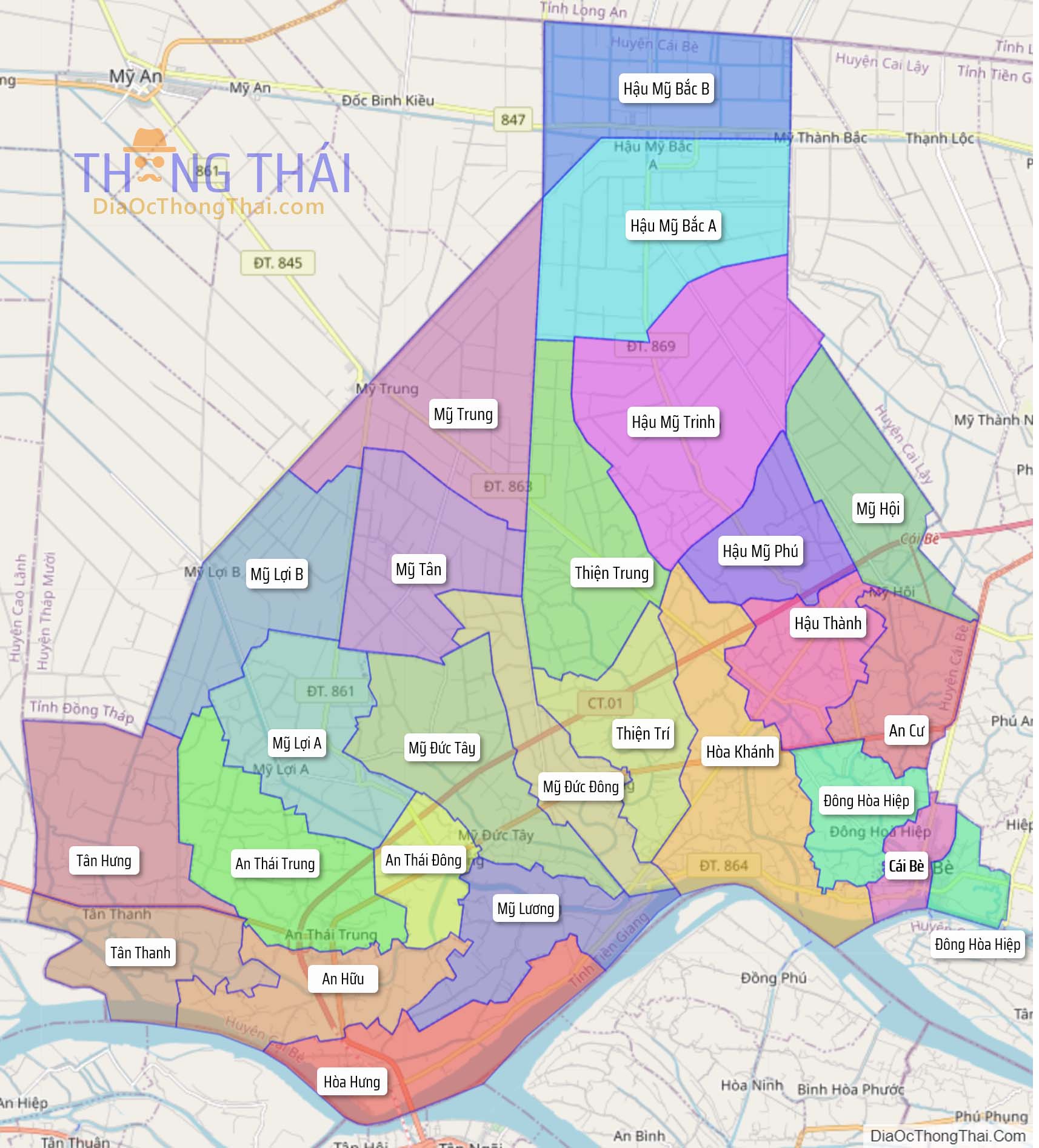 Bản đồ huyện Cái Bè.