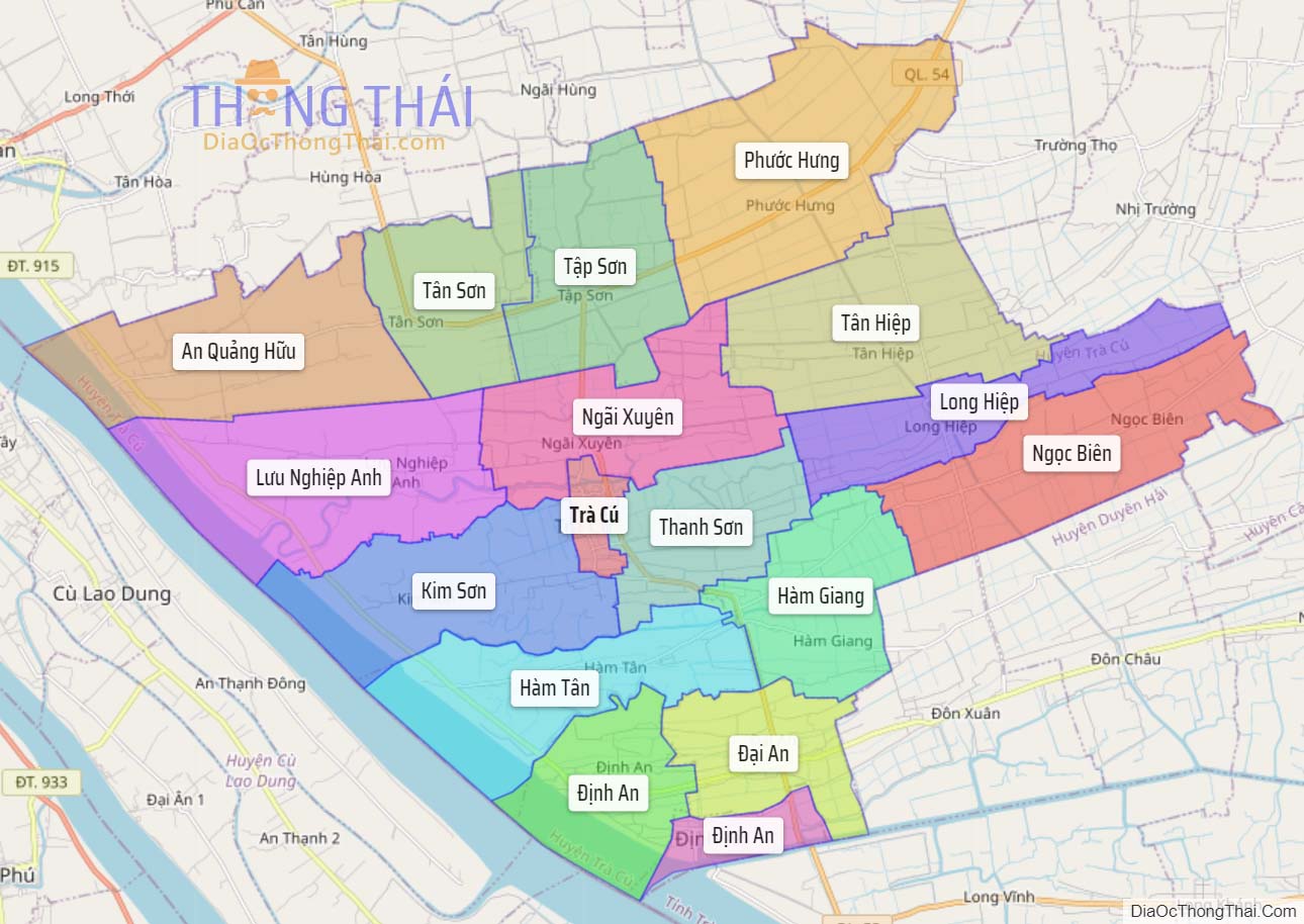 Bản đồ huyện Trà Cú.