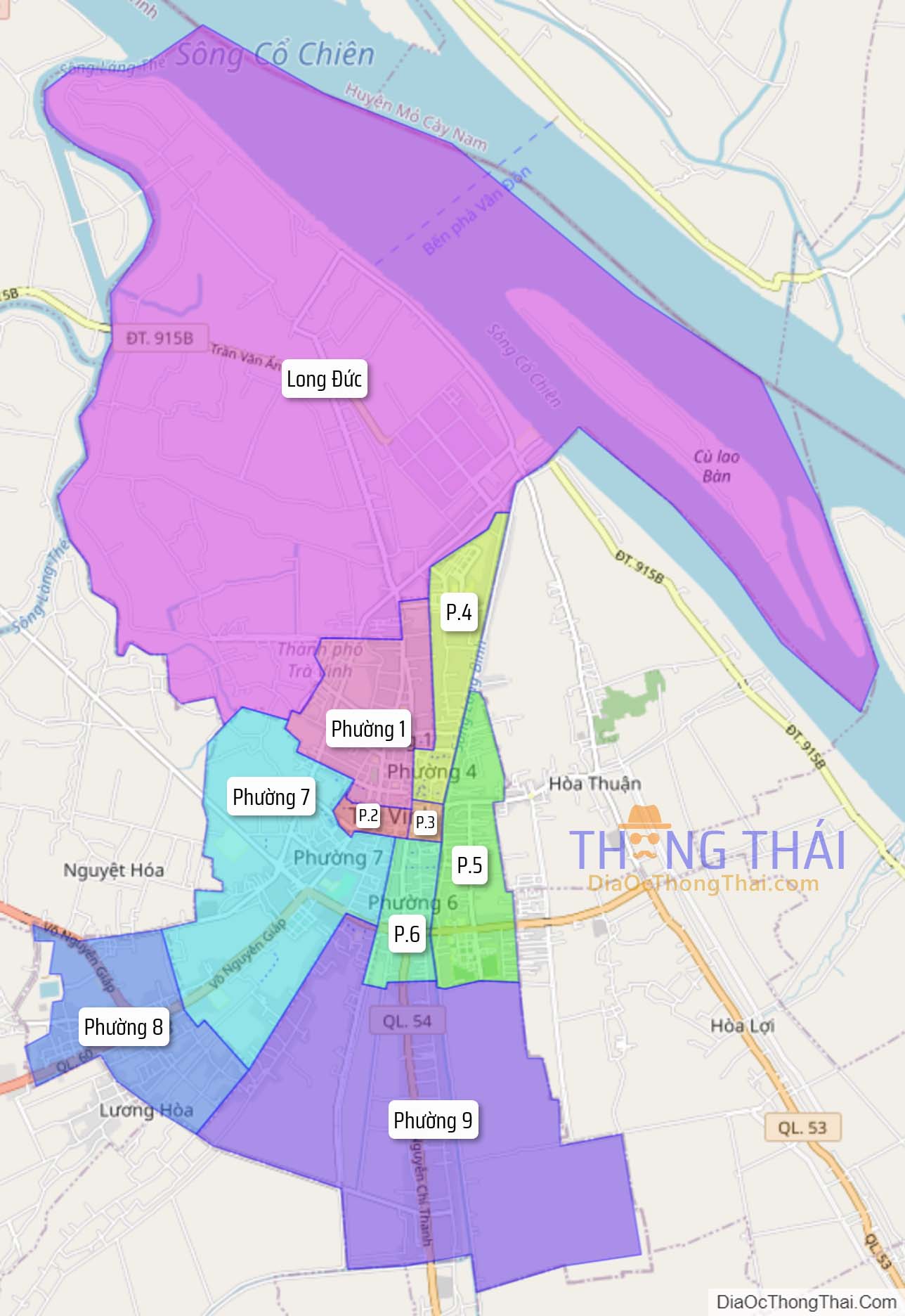 Bản đồ thành phố Trà Vinh.